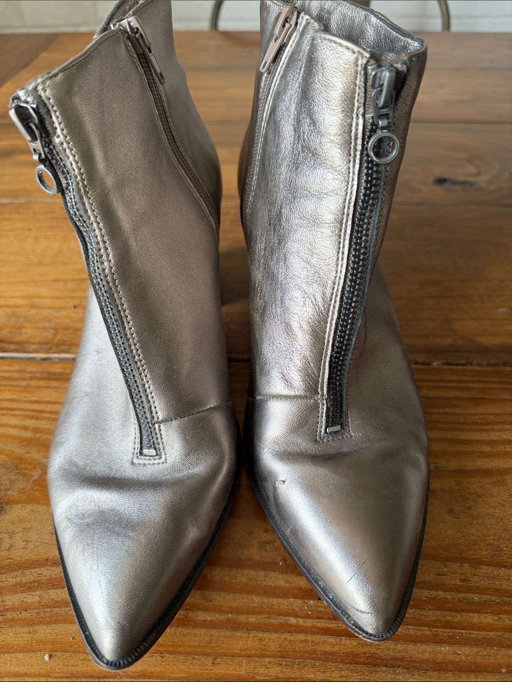 Soul Society Metallic Silver Pointed Toe Ankle Boots - Women's Fashion Booties